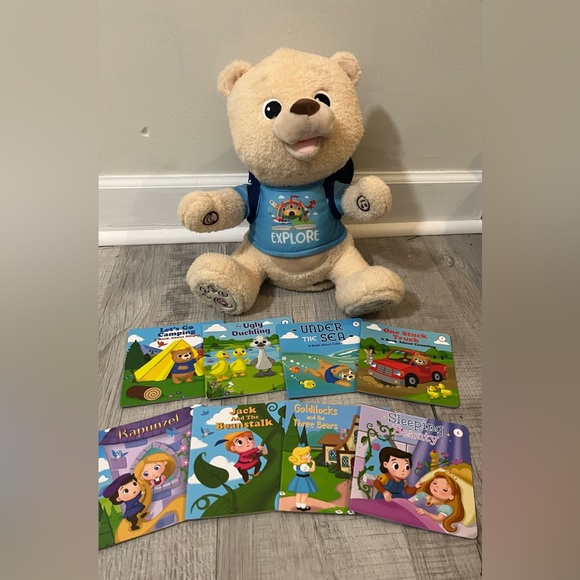 Spark Create Imagine Musical Light Up Tan Bear w/Blue Explore Backpack 14" Plush - Picture 1 of 11